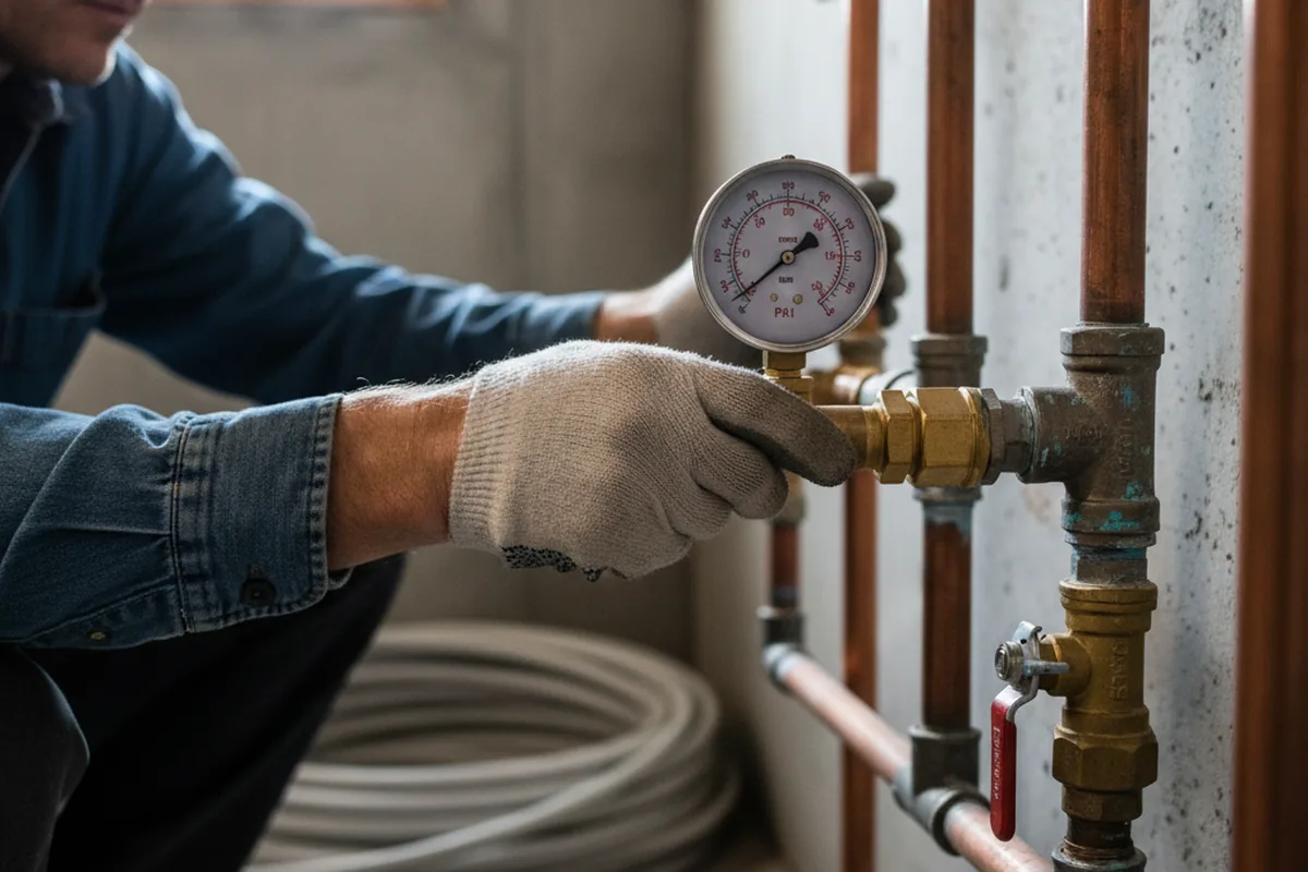 Pressure testing a repaired line during Water Line Repair in Indian Head